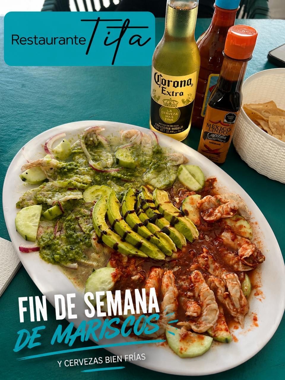 Aguachile verde y camarones — fin de semana de mariscos en Restaurante Tita, Playa Azul